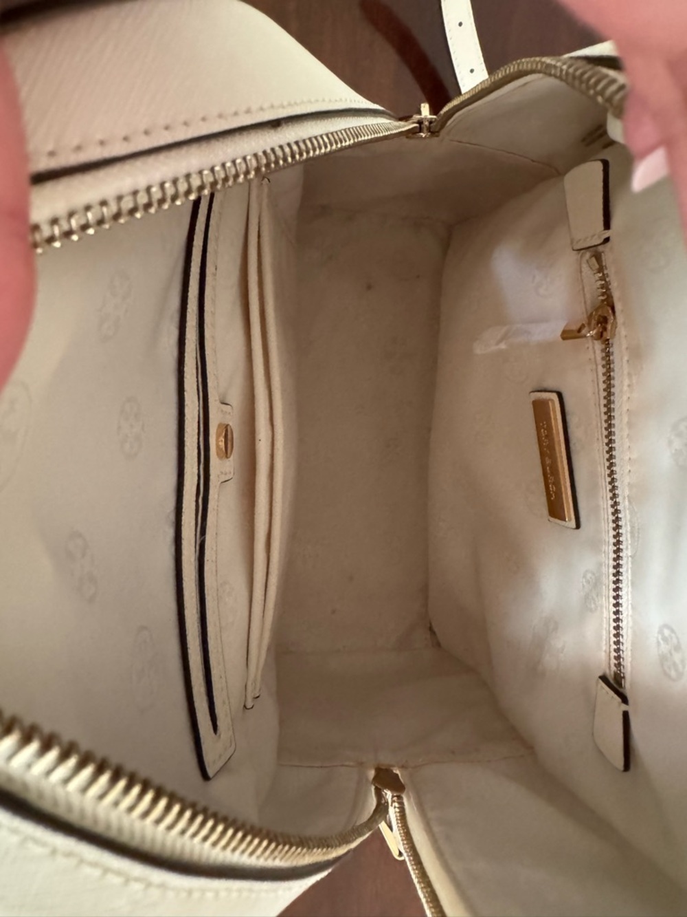 Tory Burch Off White Leather Emerson Backpack with Gold Hardware - Picture 12 of 12